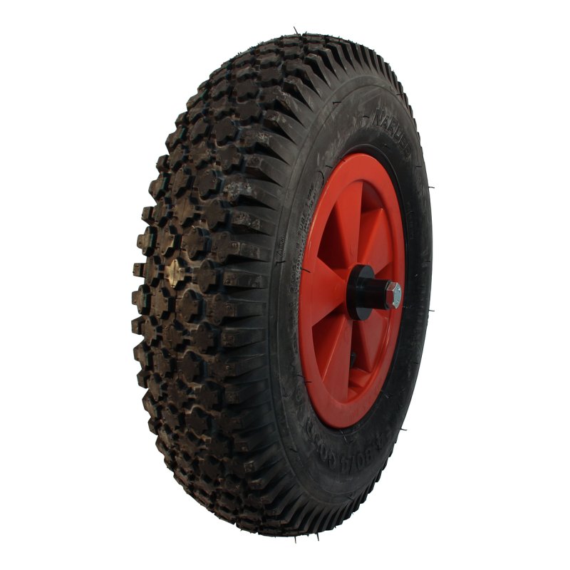 pneu + roue 4.80/4.00-8 2.50Ax8 ET0 NL75mm plastique S-2202 Rouge 130mm roulement à rouleaux