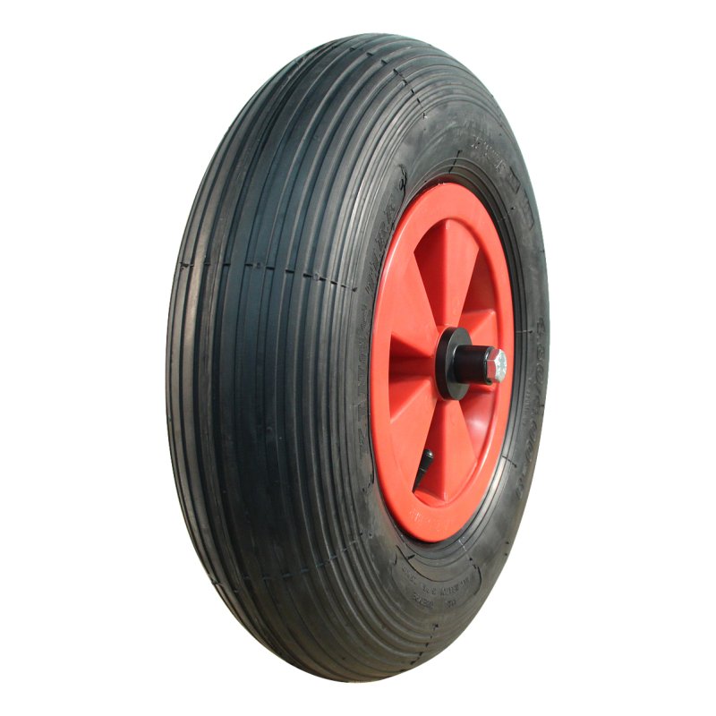 pneu + roue 4.80/4.00-8 2.50Ax8 ET0 NL75mm plastique S-2301 Rouge 130mm konus-kogellager