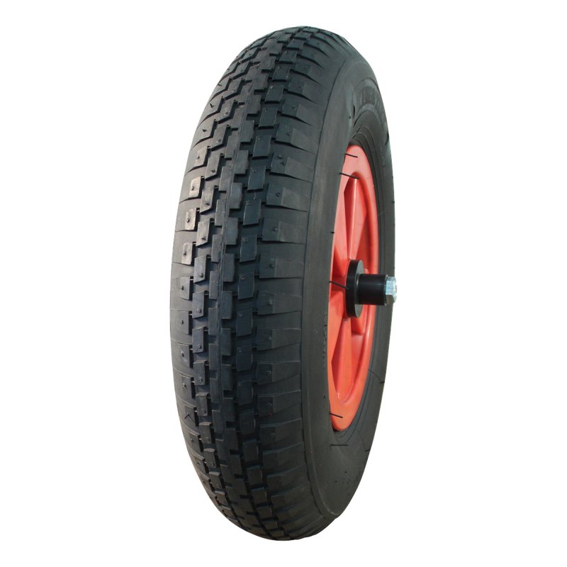 pneu + roue 4.80/4.00-8 2.50Ax8 ET0 NL75mm plastique V-6635 Rouge 130mm roulement à rouleaux