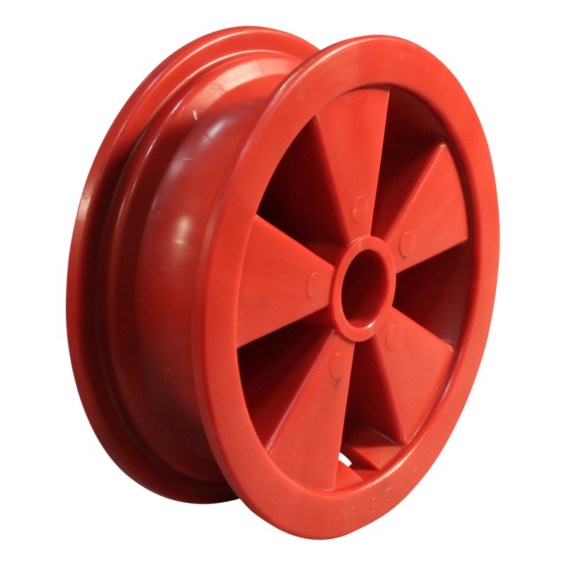 pneu + roue 4.80/4.00-8 2.50Ax8 ET0 NL75mm plastique V-6635 Rouge roulement à rouleaux