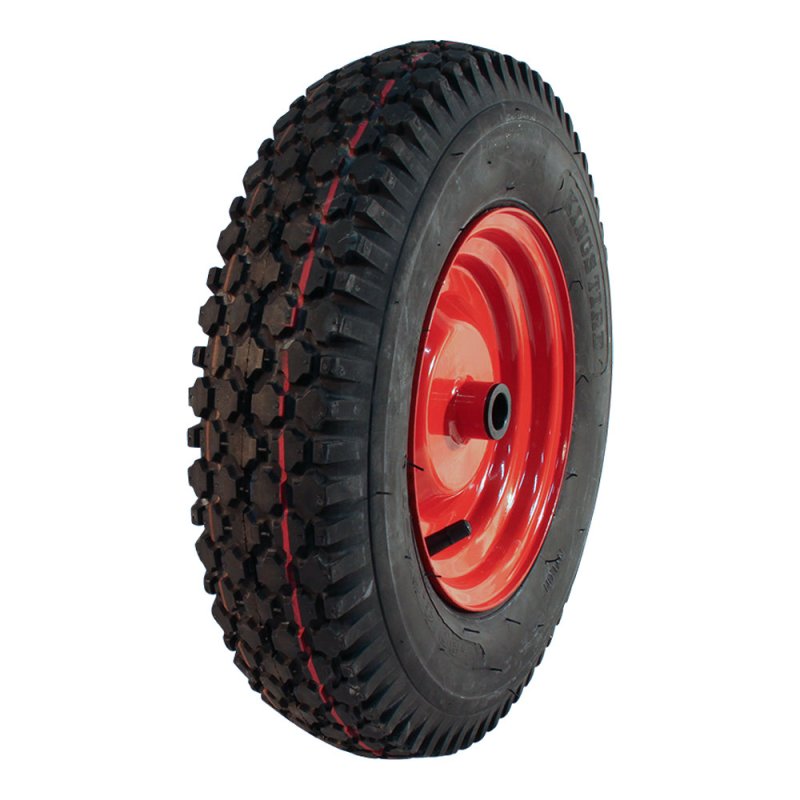 pneu + roue 4.80/4.00-8 2.50Ax8 ET0 roulement à rouleaux Ø25 NL100mm métal V-6602 Rouge