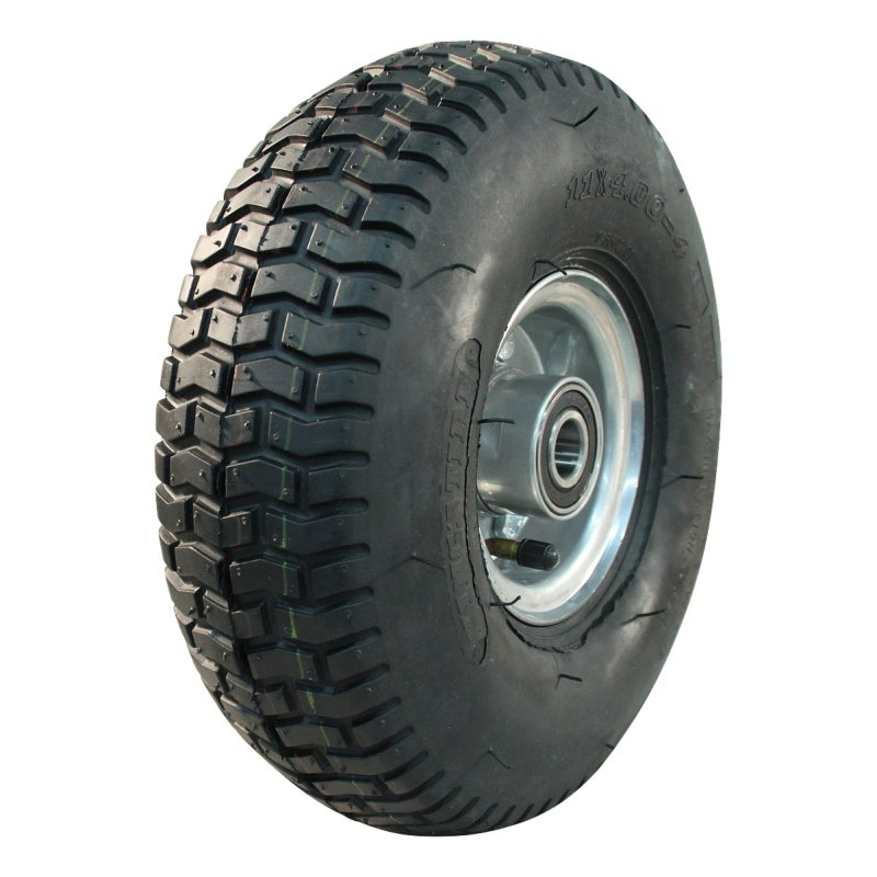 pneu + roue 11x4.00-4 2.10-4 ET0 roulement à billes Ø20 NL75mm métal V-3502 gris argent