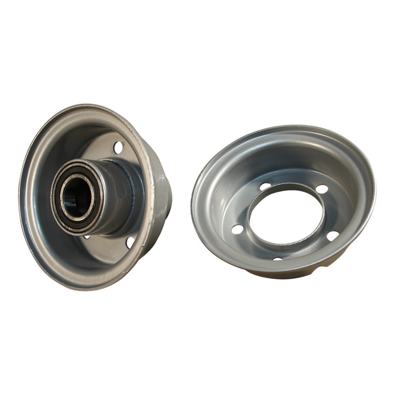 pneu + roue 11x4.00-4 2.10-4H2 ET0 roulement à billes Ø25 NL75mm métal V-3502 gris argent
