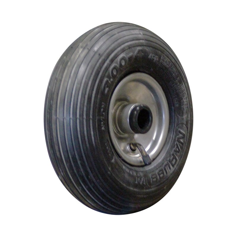 pneu + roue 3.00-4 2.10x4H2 ET0 roulement à rouleaux Ø25 NL75mm métal S-2301 gris argent