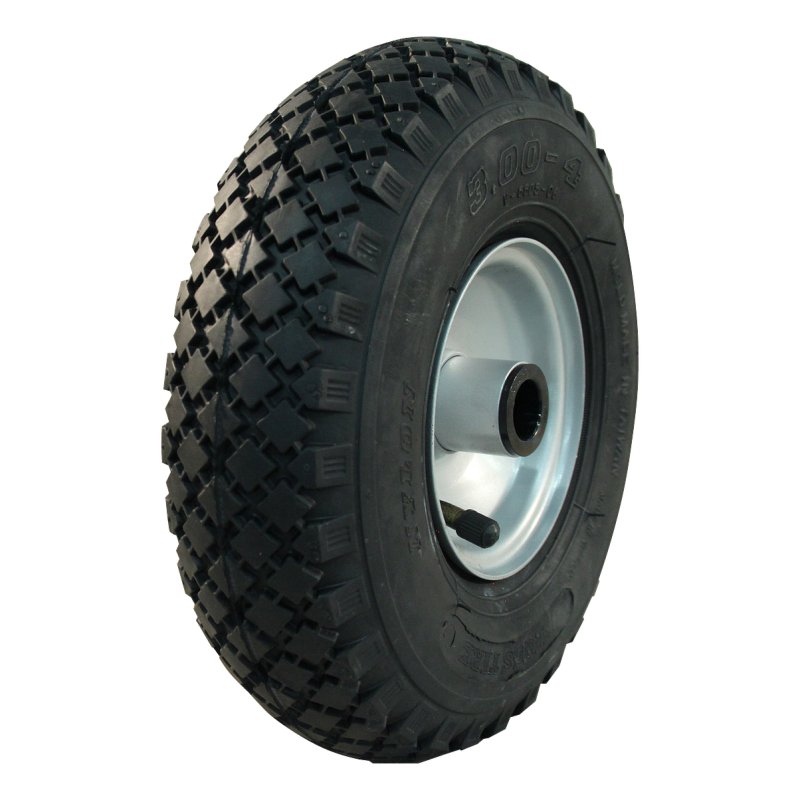 pneu + roue 3.00-4 2.10x4 ET0 roulement à rouleaux Ø20 NL50mm métal S-2303 gris argent