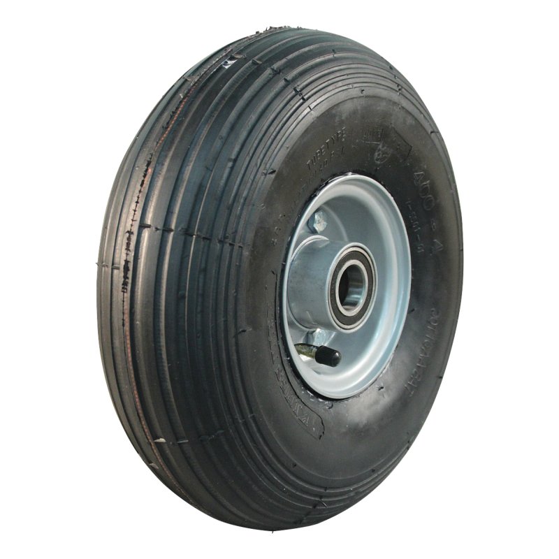 pneu + roue 4.00-4 2.10-4 ET0 roulement à billes Ø20 NL75mm métal V-5501 gris argent
