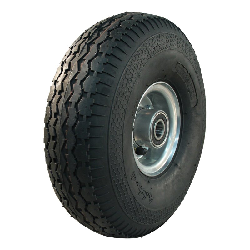 pneu + roue 4.00-4 2.10-4 ET0 roulement à billes Ø20 NL75mm métal V-6504 gris argent