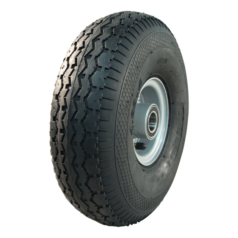 pneu + roue 4.00-4 2.10-4H2 ET0 roulement à billes Ø25 NL75mm métal V-6504 gris argent