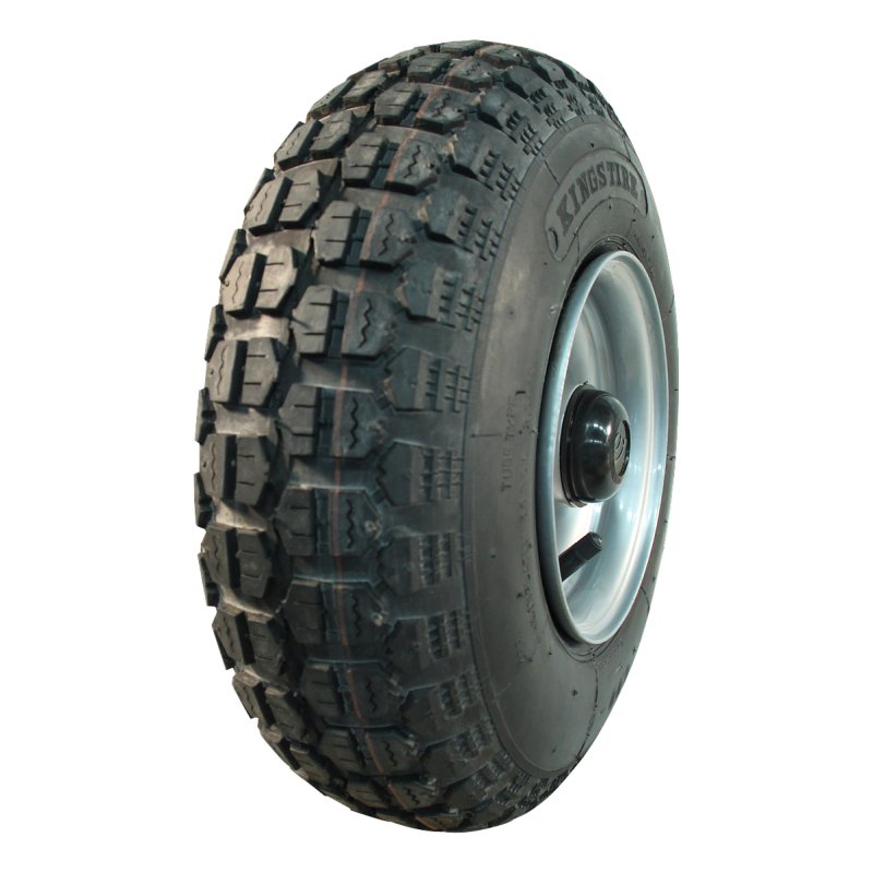 pneu + roue 4.00-6 4.50Ax6 ET0 NL88mm métal V-6632 gris argent