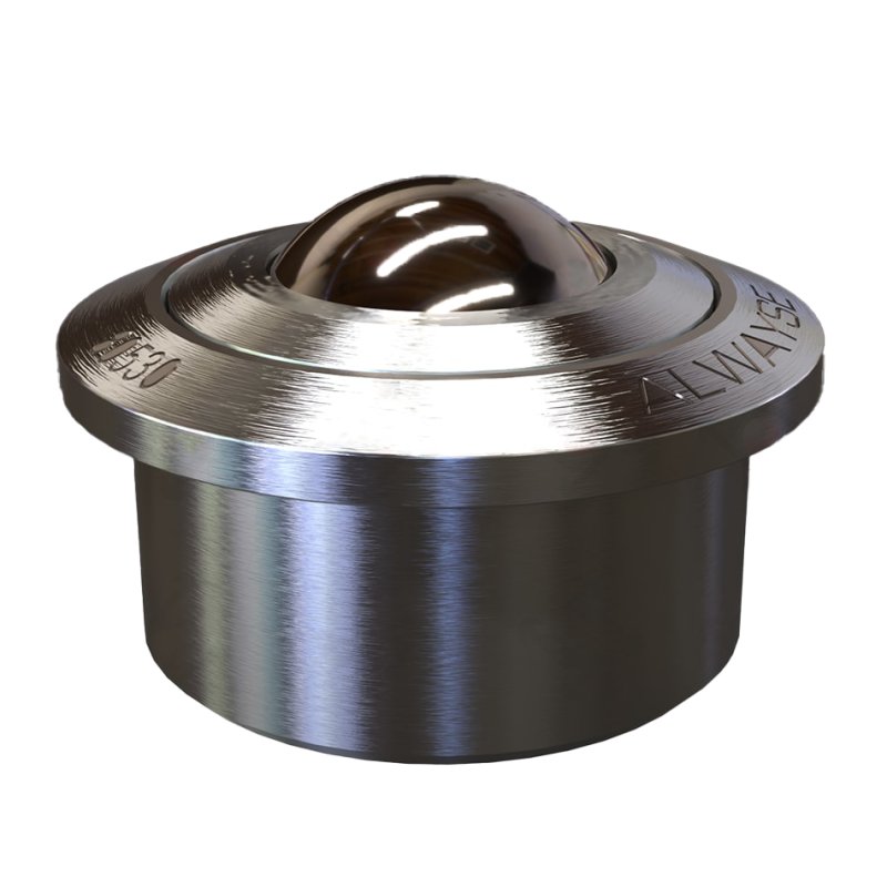 bille de manutention + clip de fixation heavy duty series 800 Ø30 type 16 ( roulements en inox, corps zingué)