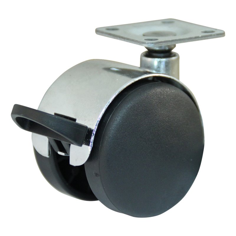 roulette pivotante avec frein 50mm serie 65-67 montage de la plaque palier lisse