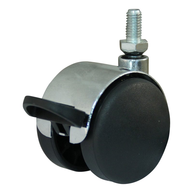 roulette pivotante avec frein 50mm serie 65-67 draadstift M8 palier lisse