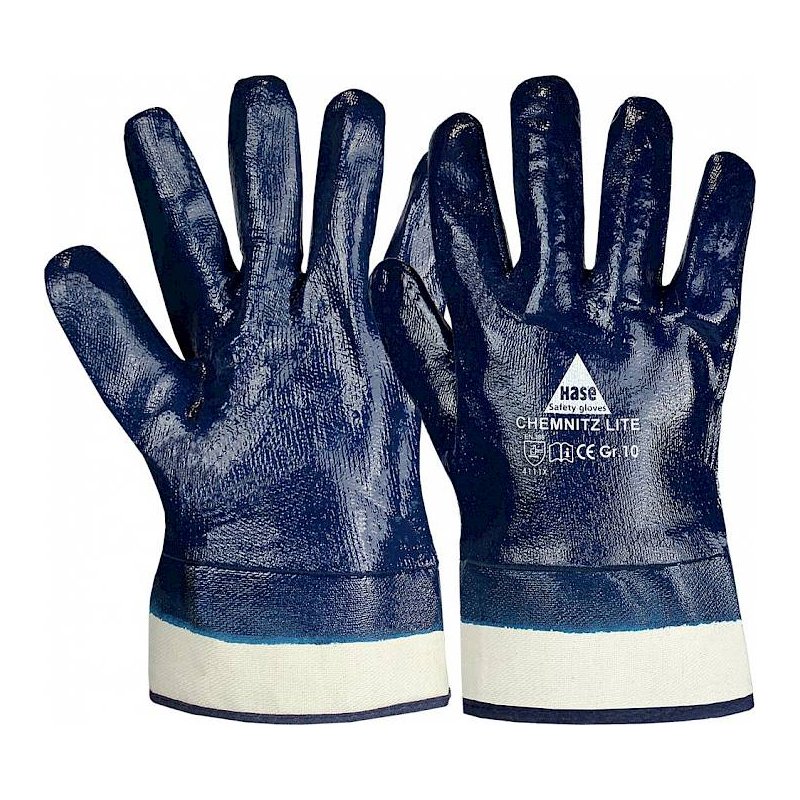 gant de travail coton avec revêtement nitrile intégral taille 8 blanc / bleu