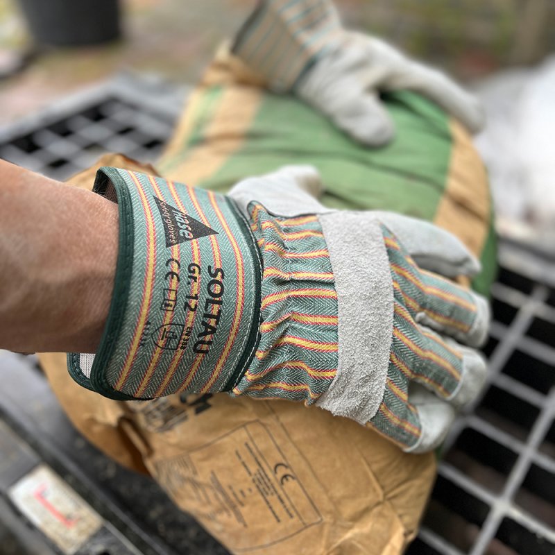 gant de travail croûte de cuir taille 11 blanc / vert-jaune