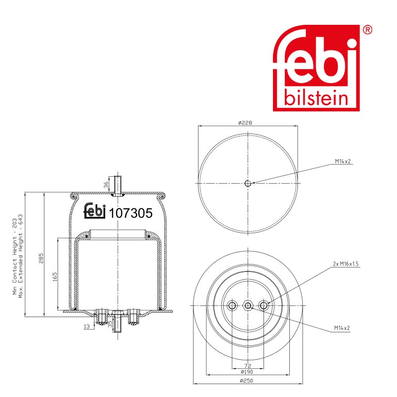 Coussin d air avec piston en acier et tige piston