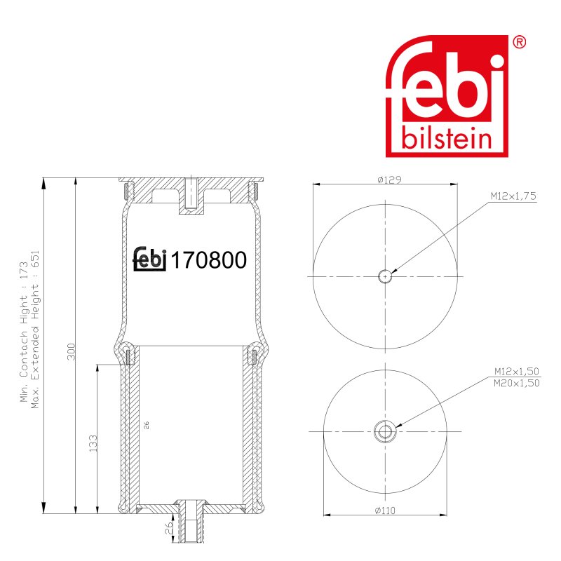 Coussin d air pour essieu réhaussable, avec piston en acier