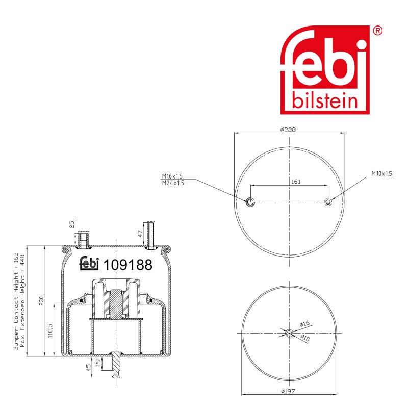 Coussin d air avec piston en acier et tige piston