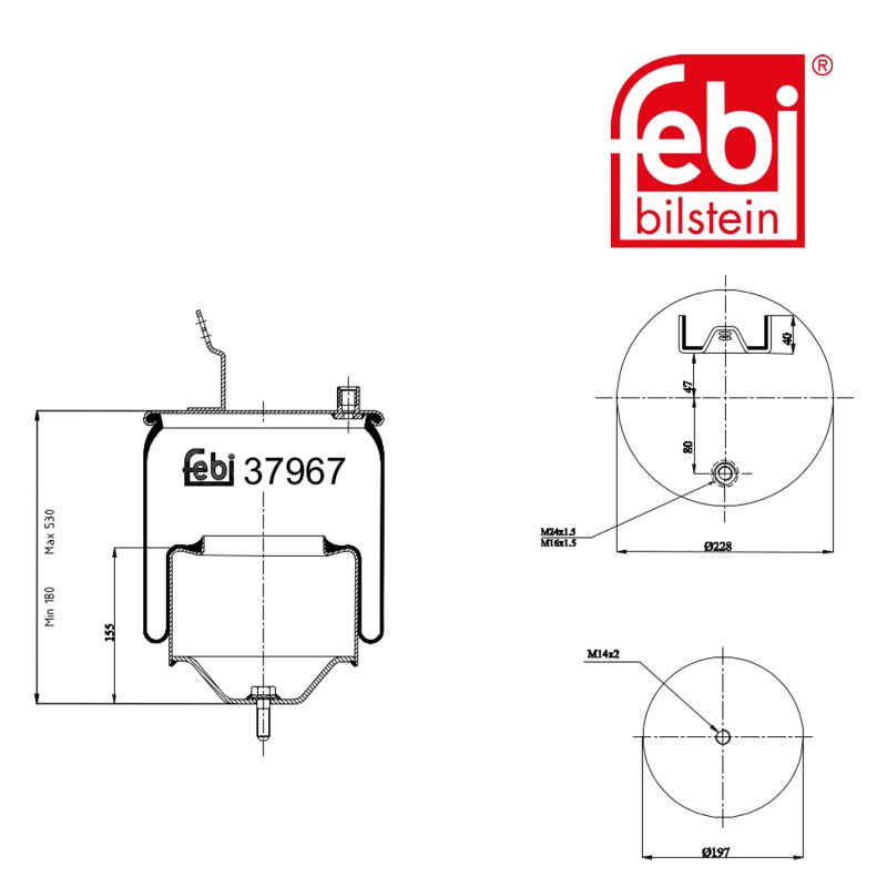 Coussin d air avec piston en acier et tige piston