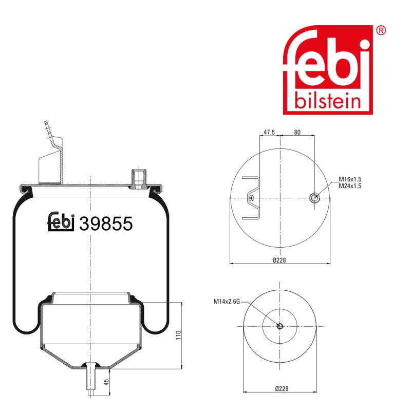 Coussin d air avec piston en acier et tige piston