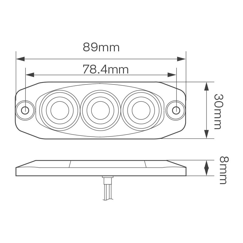 barre arrière LED compact 12-24V (cabuchon clair)