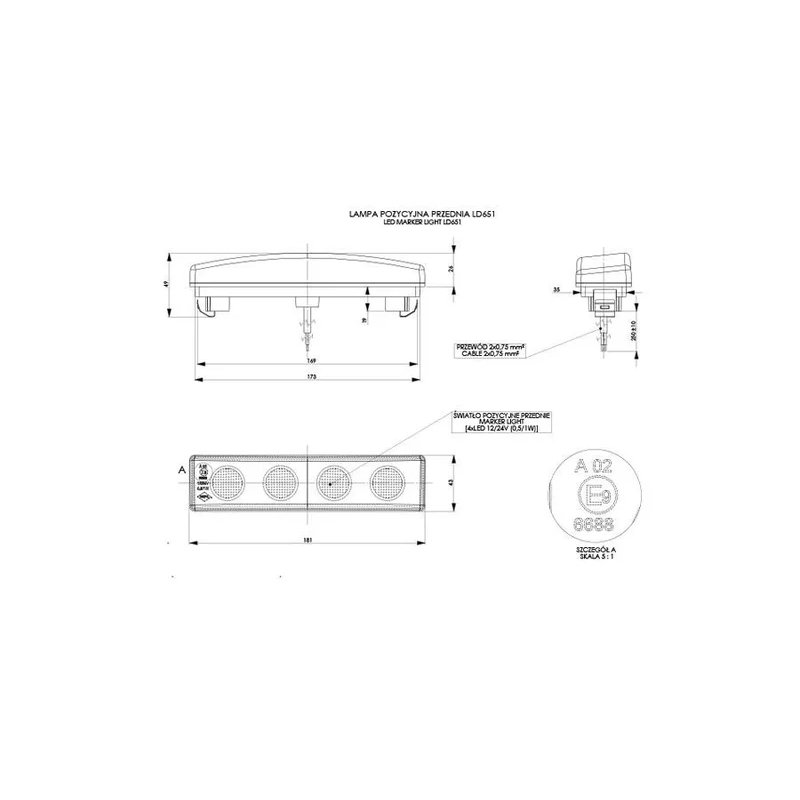 LED feu de position blanc | 12-24V