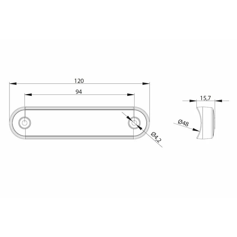 barre de position LED -long blanc | 12-24V | 0.15m cable