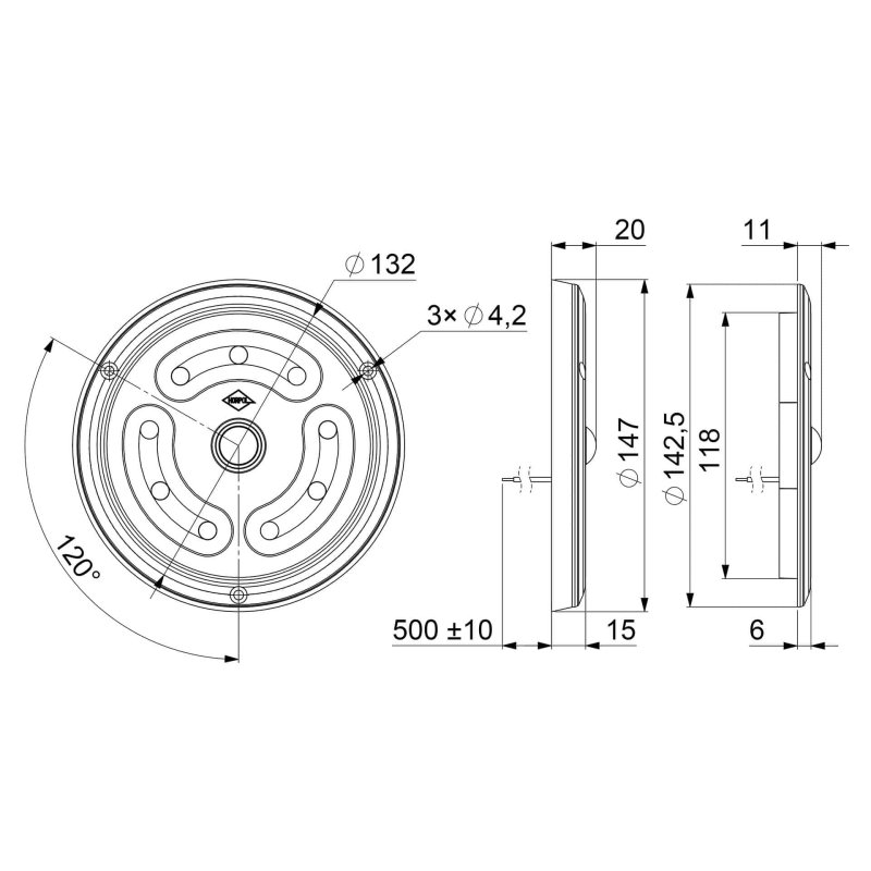 plafonnier LED 1650lm - 5000K - 12-24V - IP65