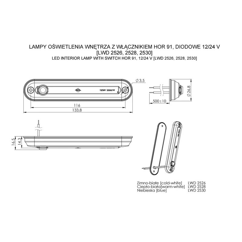 plafonnier LED - tactile - 2700K - 155lm - 12-24V