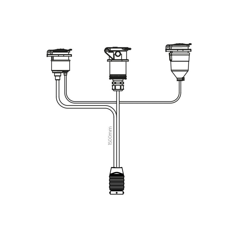 câble frontal 15P | 24N | 24S, 150cm de câble avec baïonnette 15P
