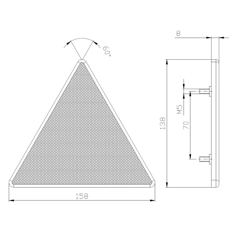 réflecteur triangulaire | avec connexion à vis | goujons