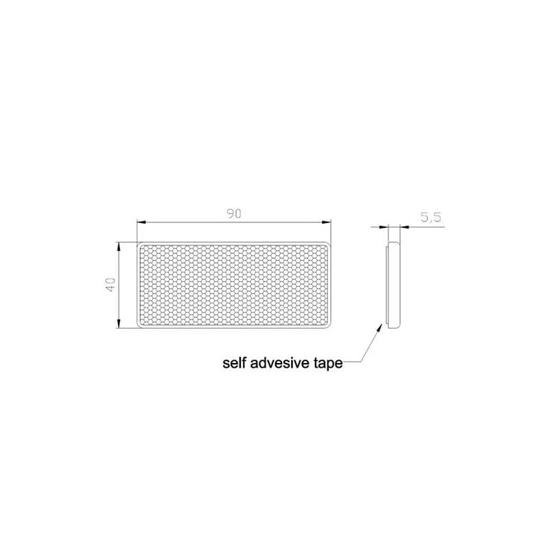 réflecteur rouge 90 x 40mm. | bande adhésive 3m