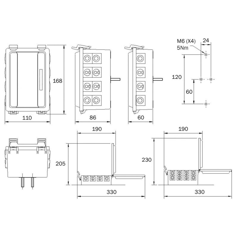 boîtier de raccordement modèle bas 8x entrée IP54
