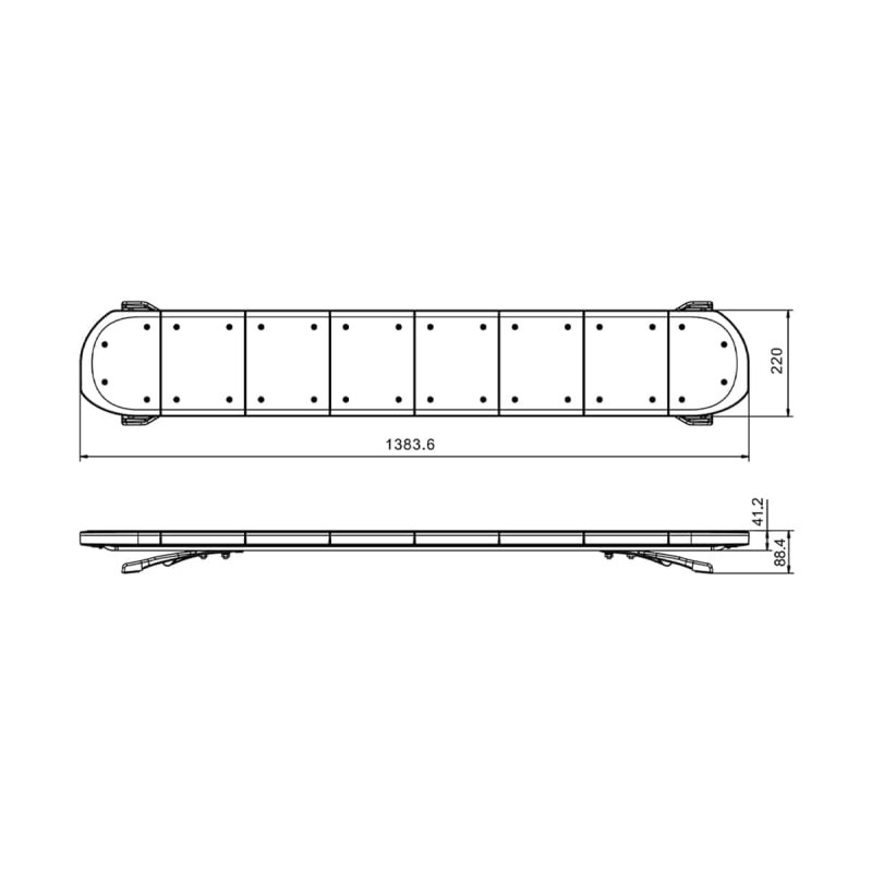 rampe lumineuse LED orange | 1384mm | 12-24V | sans boîtier de commande