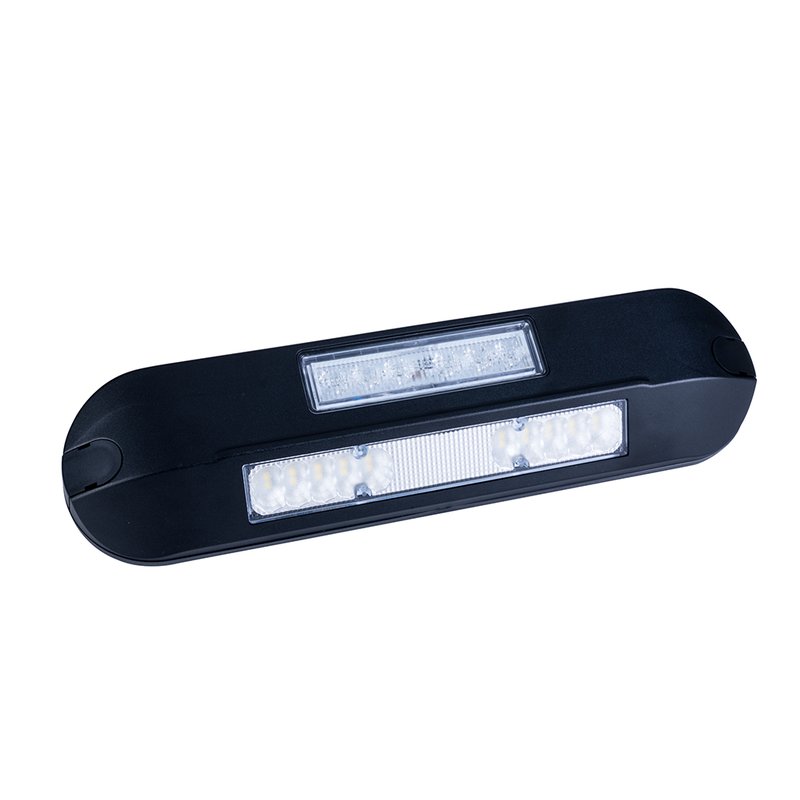 barre de travail LED + feu flash LED orange, 4000K, boîtier noir 12-2