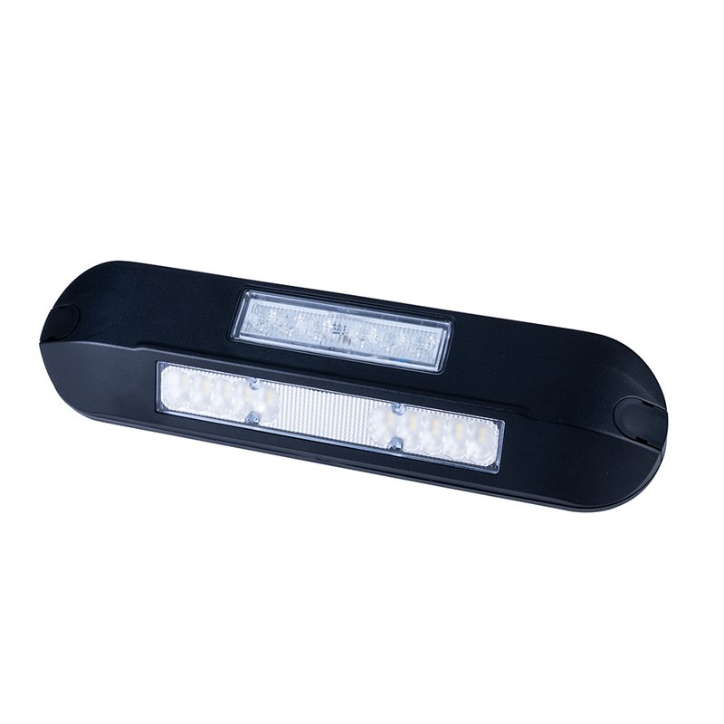 barre de travail LED + feu flash LED orange, 4000K, boîtier noir 12-2