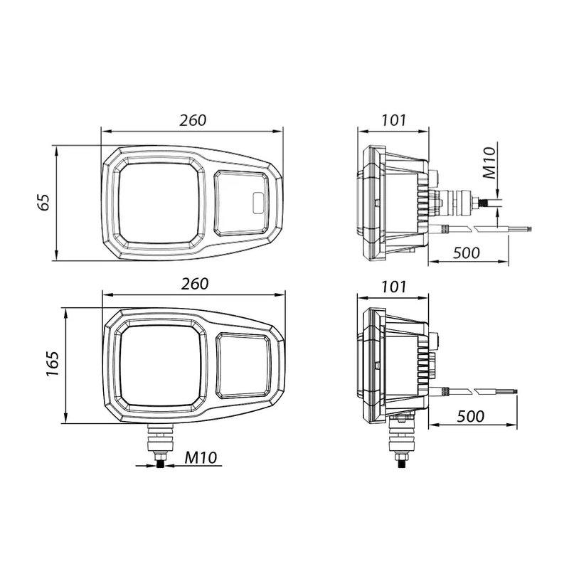 phare LED gauche, 10-30v, connecteur Deutsch 6-PIN, Cabuchon non traité