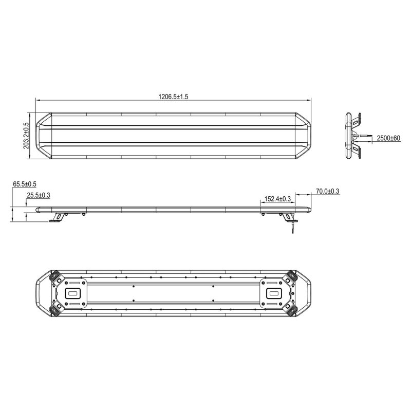rampe lumineuse LED orange | 1206mm | 12-24V | boîtier de commande inclus