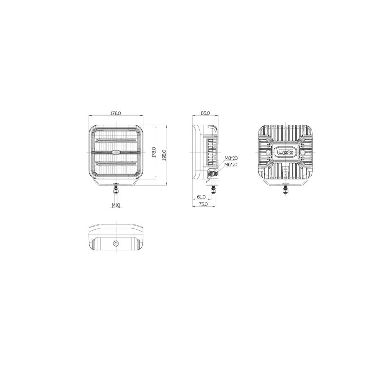 OZZ lights SQR 7" blanc