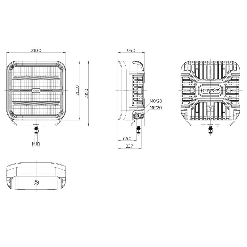 OZZ lights SQR 9" blanc