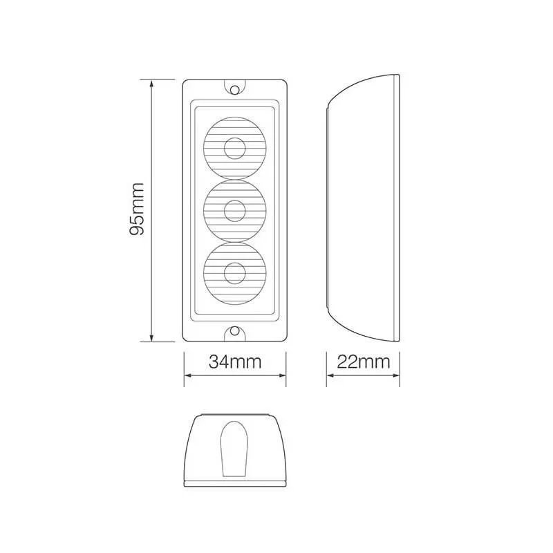 barre flash LED | 3 LED's | Orange | 10v - 30v