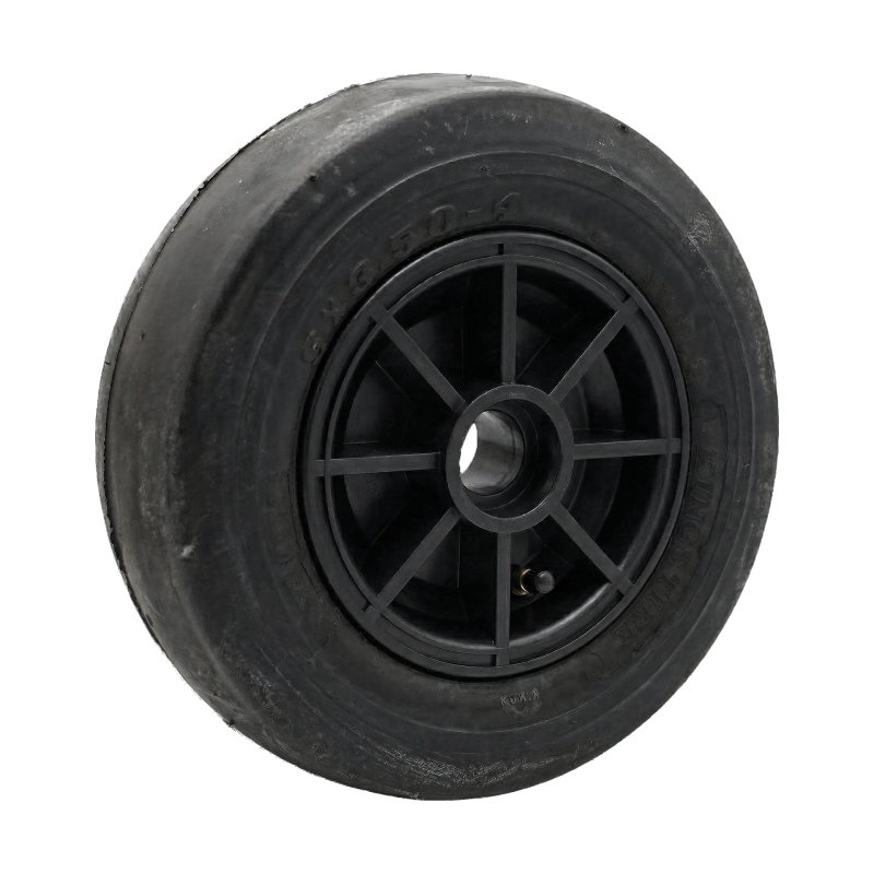 pneu + roue 9x3.50-4 2.10x4 ET0 palier lisse Ø20 NL75mm plastique KT-739G noir