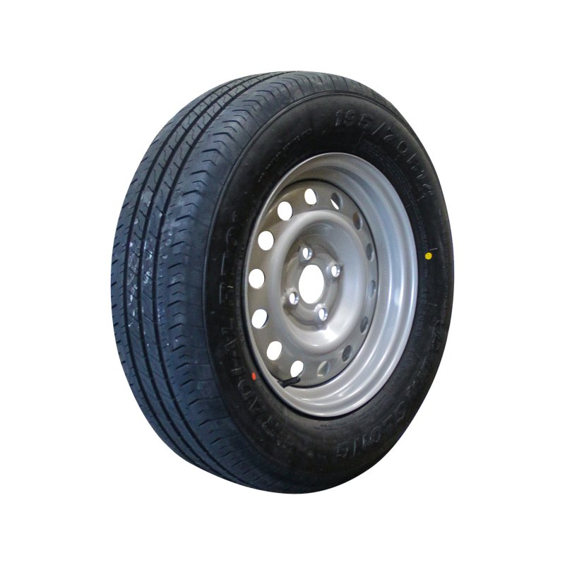 pneu + roue 195/70 R14 5½Jx14H2 ET30 57/100/4 métal XL Kargomax ST-4000 M+S gris argent