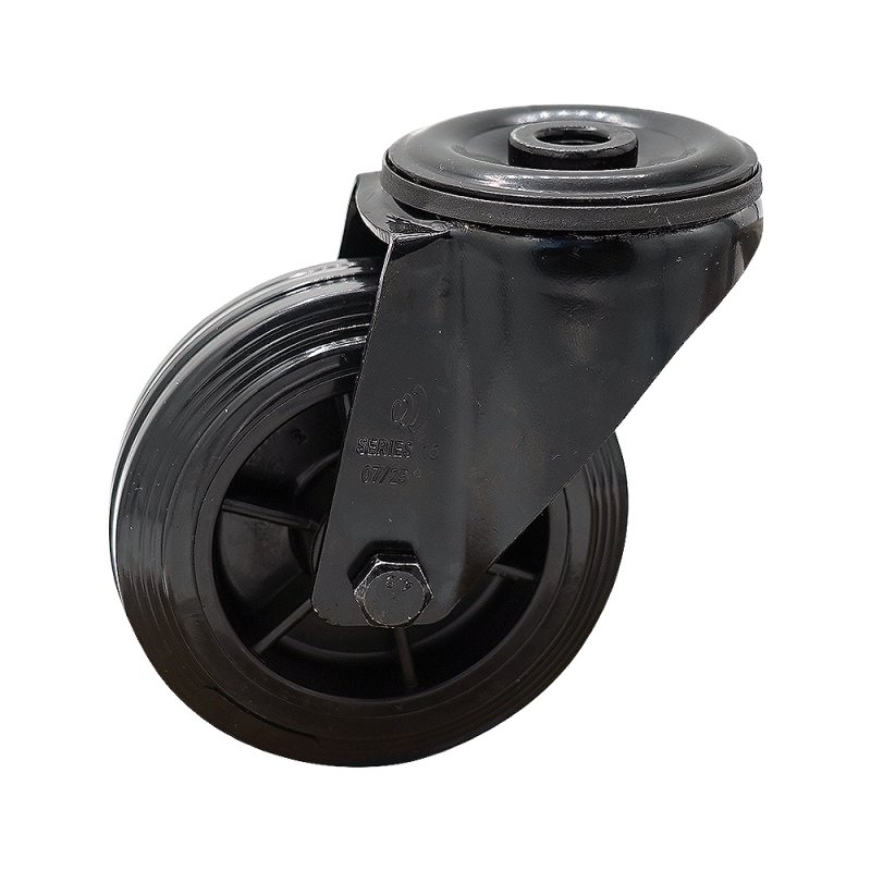 roulette pivotante 100mm Novio Noir série 06 ᠆ 15 trou pour boulon roulement à rouleaux