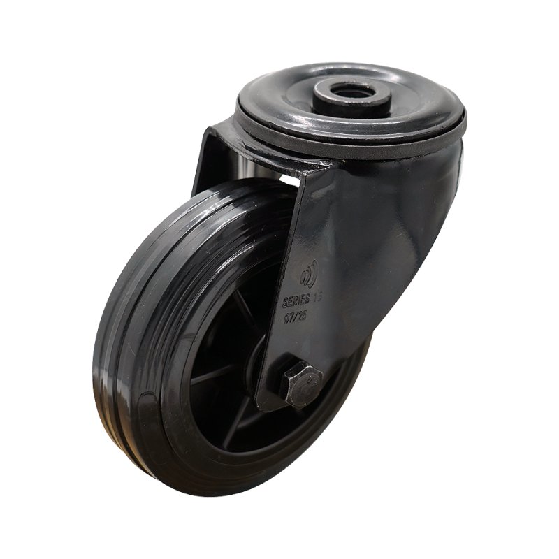 roulette pivotante 125mm Novio Noir série 06 ᠆ 15 trou pour boulon roulement à rouleaux