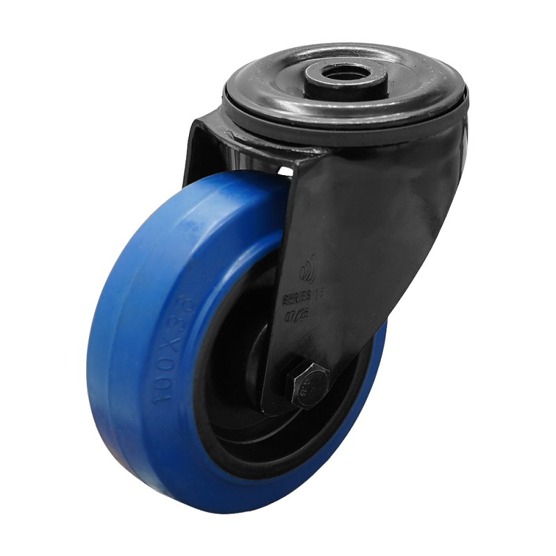 roulette pivotante 125mm Novio Noir série 13 ᠆ 15 trou pour boulon roulement à rouleaux