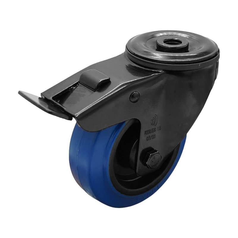 roulette pivotante avec frein 100mm Novio Noir série 13 ᠆ 15 trou pour boulon roulement à rouleaux