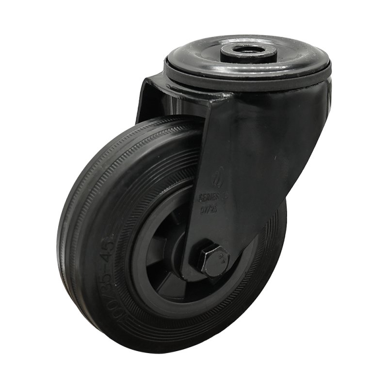 roulette pivotante 100mm Novio Noir série 01 ᠆ 15 trou pour boulon roulement à rouleaux