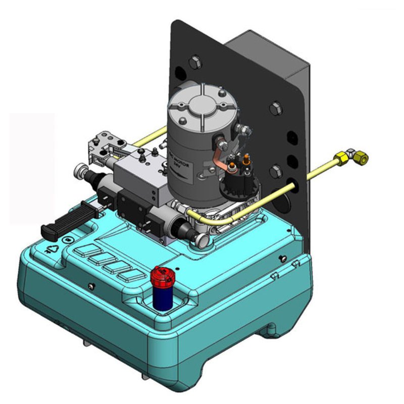 agrégat compacte hydraulique "KUBE" DC24V-2.2KW 1EV.A2 15L réservoir plastique bouton poussoir pupitre met noodhandpomp