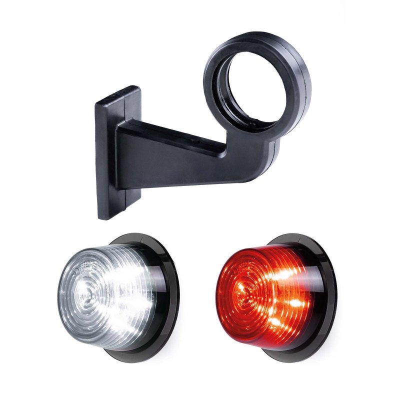 LED breedtelamp set 12-24V | dark | rood-wit | 165mm paal