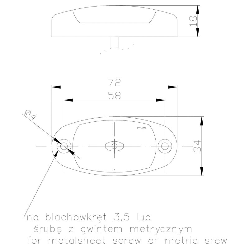LED markeringslicht rood | 12-24V | 50cm. kabel met 0,75mm. connector